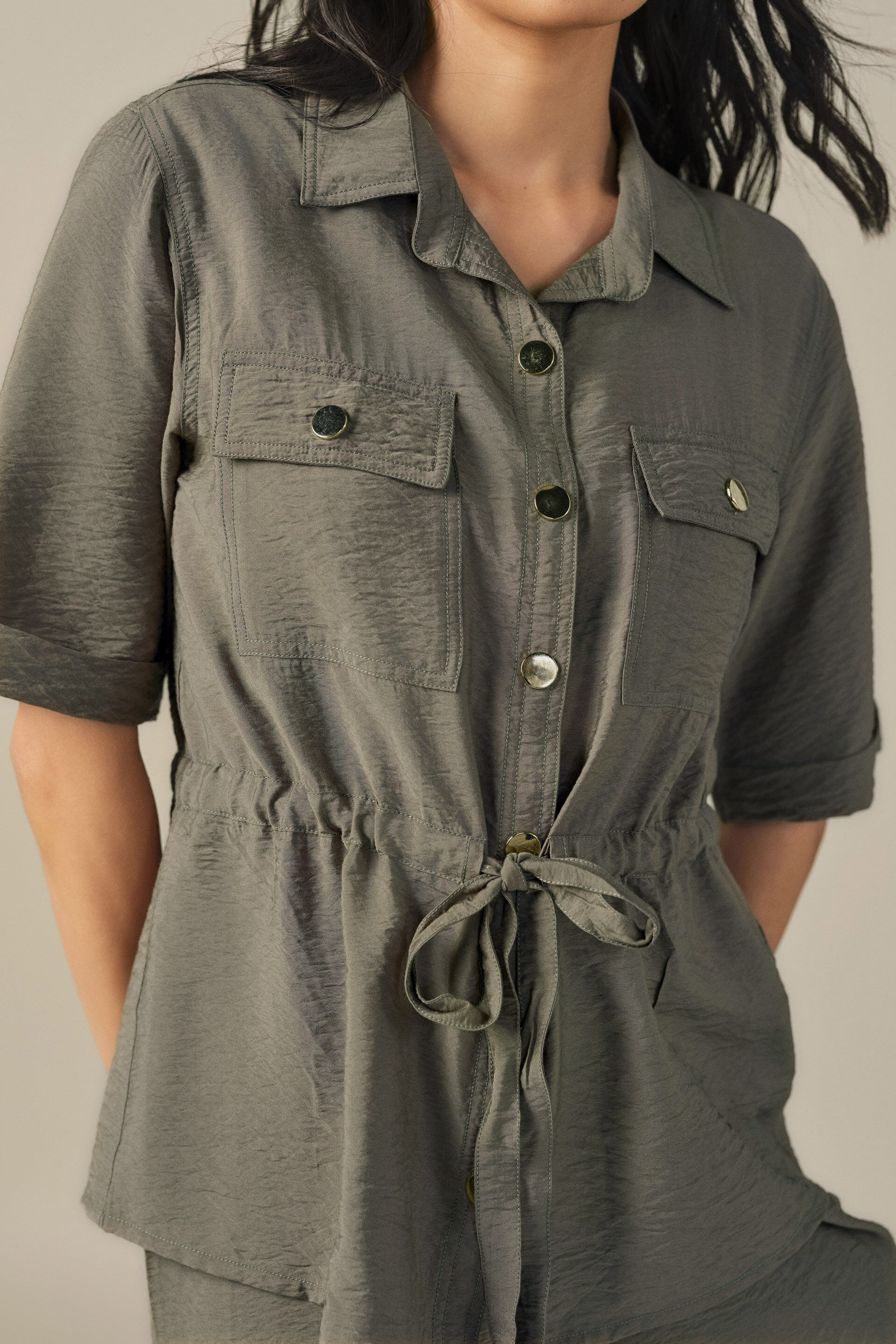 Relaxed Co-ord in Olive, Green, image 2